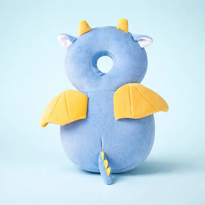 Blue and yellow dragon padded cushion backpack